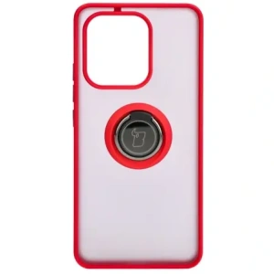 Etui z uchwytem na palec Bizon Case Hybrid Ring do Xiaomi Redmi Note 13 4G przydymione z czerwoną ramką