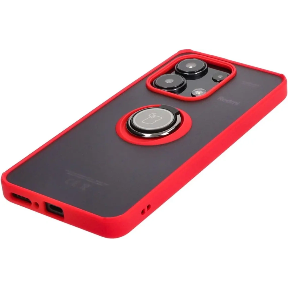 Hurtownia GSM - Bizon Case Hybrid Ring Xiaomi Redmi Note 13 4G füstös piros kerettel - BIZ5196 - {ean13} - Hurt