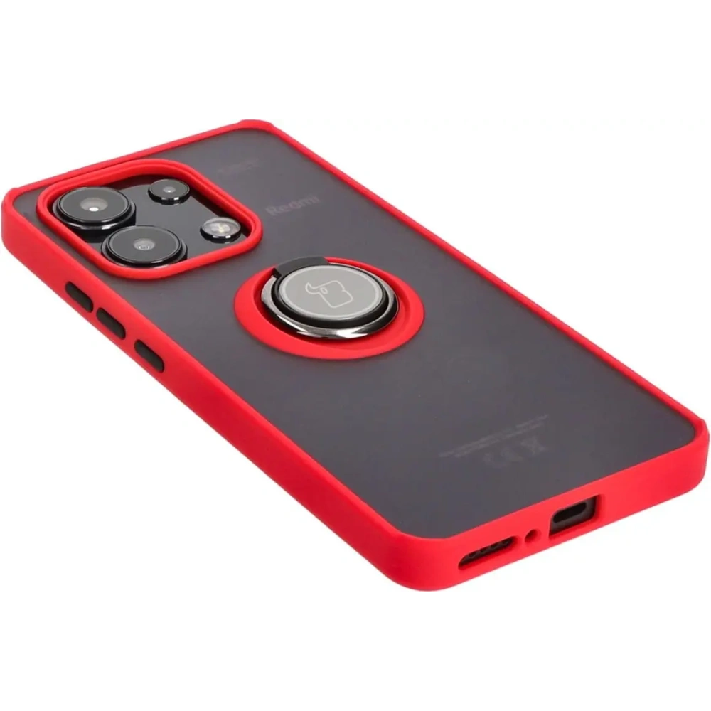 Hurtownia GSM - Bizon Case Hybrid Ring Xiaomi Redmi Note 13 4G füstös piros kerettel - BIZ5196 - {ean13} - Hurt