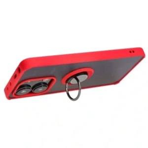 Etui z uchwytem na palec Bizon Case Hybrid Ring do Xiaomi Redmi Note 13 4G przydymione z czerwoną ramką