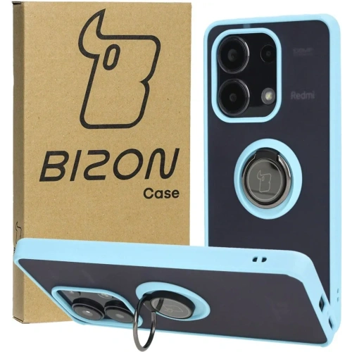 Etui z uchwytem na palec Bizon Case Hybrid Ring do Xiaomi Redmi Note 13 4G przydymione z jasnoniebieską ramką