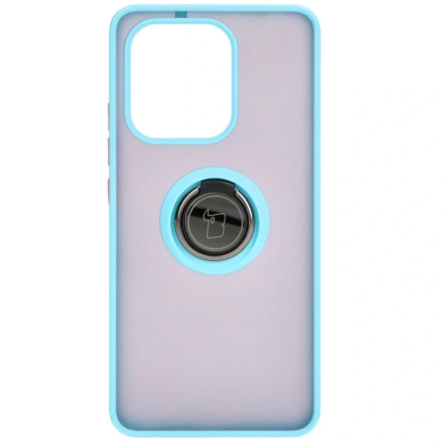 Etui z uchwytem na palec Bizon Case Hybrid Ring do Xiaomi Redmi Note 13 4G przydymione z jasnoniebieską ramką