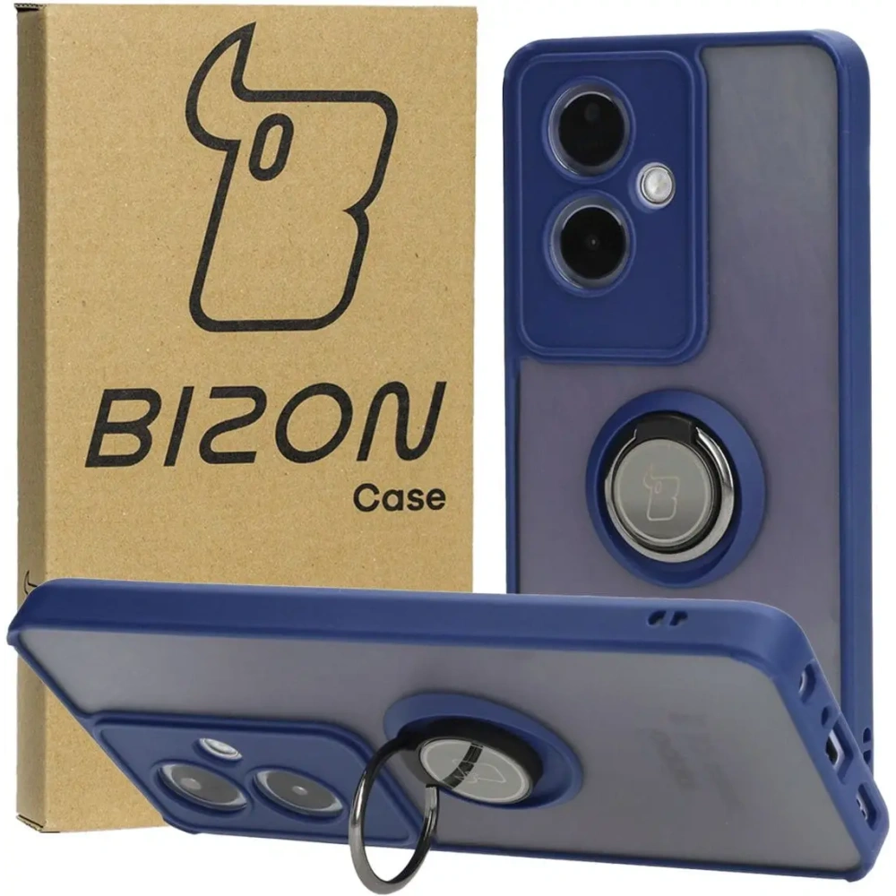 Hurtownia GSM - Bizon Case Hybrid Gyűrű Oppo A79 5G füstös színben, tengerészkék kerettel - BIZ4638 - {ean13} - Hurt