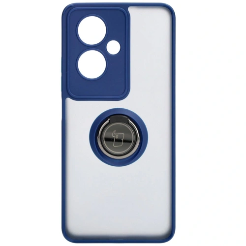 Etui z uchwytem na palec Bizon Case Hybrid Ring do Oppo A79 5G przydymione z granatową ramką