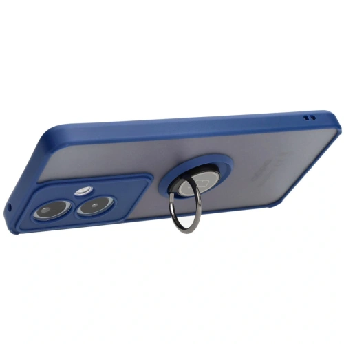 Etui z uchwytem na palec Bizon Case Hybrid Ring do Oppo A79 5G przydymione z granatową ramką