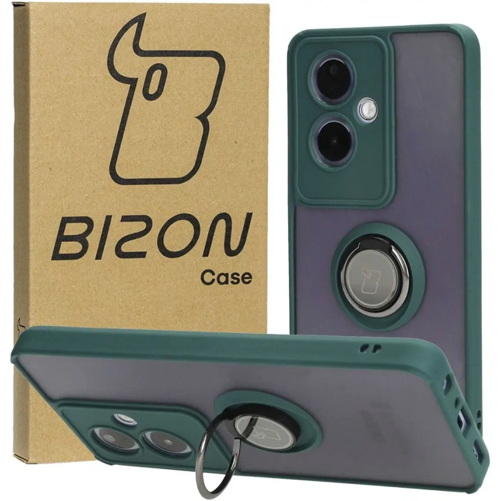 Hurtownia GSM - Bizon Case Hybrid Ring Oppo A79 5G fumuriu cu un cadru verde închis - BIZ5210 - {ean13} - Hurt