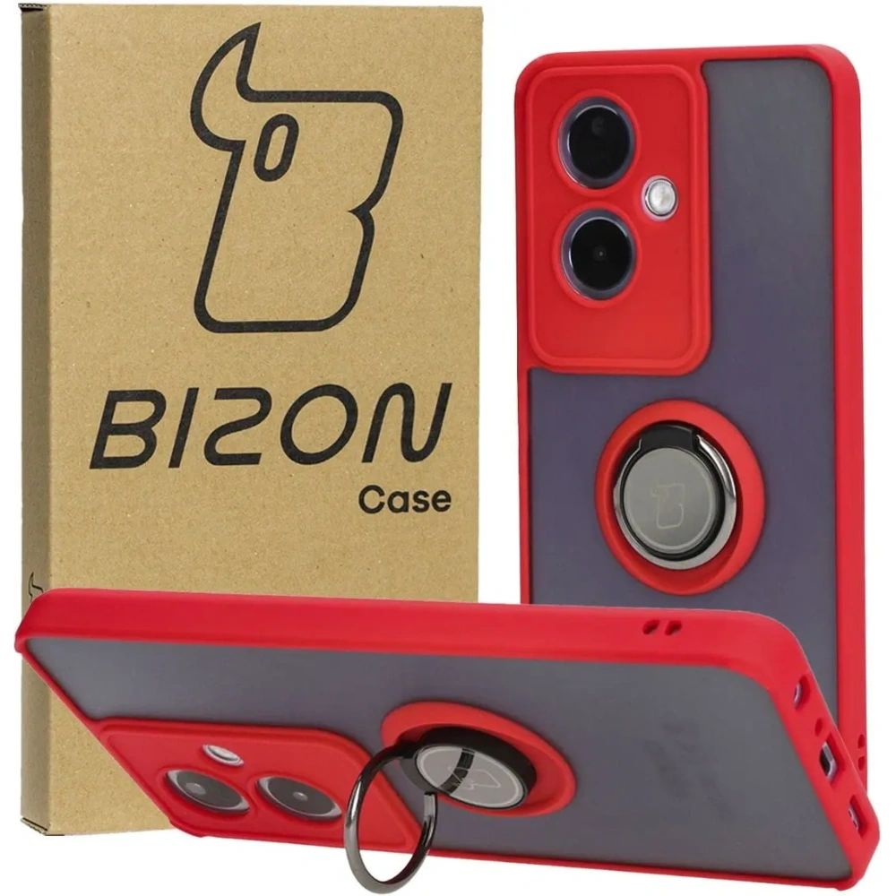 Hurtownia GSM - Husa hibridă Bizon pentru Oppo A79 5G, fumurie cu un cadru roșu. - BIZ5211 - {ean13} - Hurt