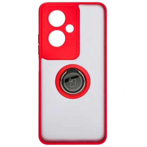 Etui z uchwytem na palec Bizon Case Hybrid Ring do Oppo A79 5G przydymione z czerwoną ramką