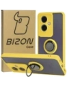 Pouzdro s prstovým držákem Bizon Case Hybrid Ring pro Oppo A79 5G kouřové s žlutým rámem