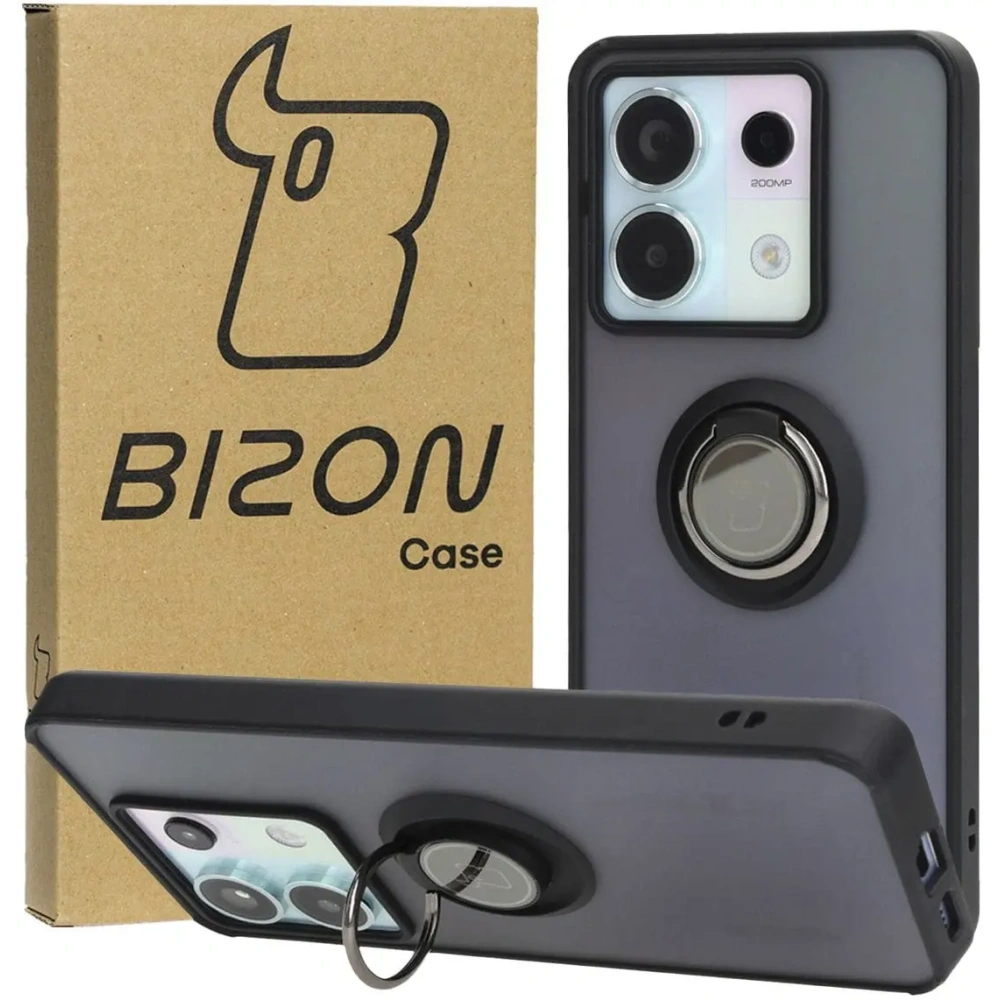 Hurtownia GSM - Bizon Case Hybrid Ring Xiaomi Poco X6 / Xiaomi Redmi Note 13 Pro 5G fumuriu cu un cadru negru - BIZ4645 - {ean13} - Hurt