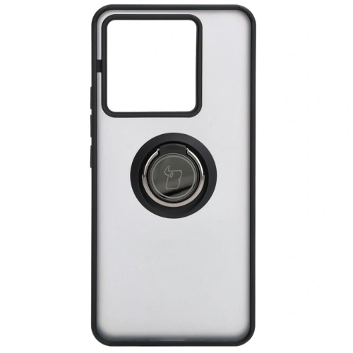 Etui z uchwytem na palec Bizon Case Hybrid Ring do Xiaomi Poco X6 / Xiaomi Redmi Note 13 Pro 5G przydymione z czarną ramką