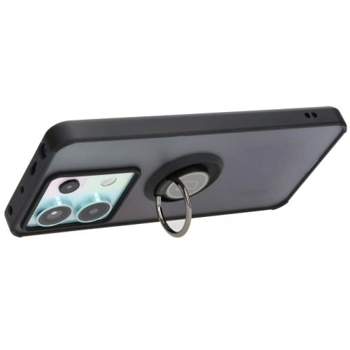 Etui z uchwytem na palec Bizon Case Hybrid Ring do Xiaomi Poco X6 / Xiaomi Redmi Note 13 Pro 5G przydymione z czarną ramką