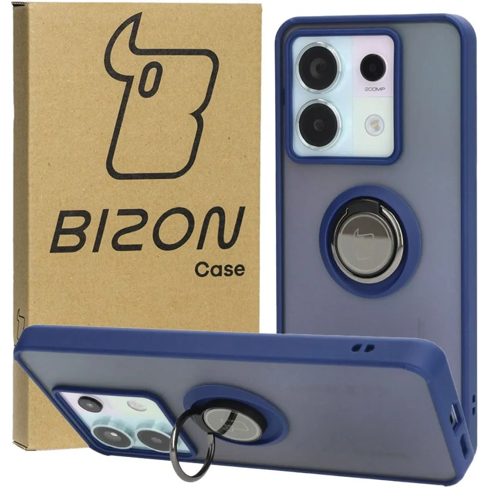 Hurtownia GSM - Bizon Case Hybrid Ring Xiaomi Poco X6 / Xiaomi Redmi Note 13 Pro 5G füstös színben, sötétkék kerettel - BIZ5217 - {ean13} - Hurt