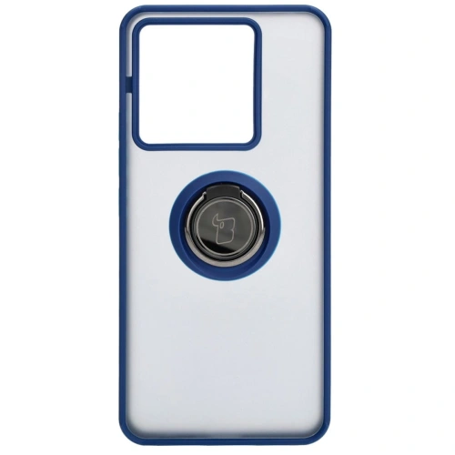 Etui z uchwytem na palec Bizon Case Hybrid Ring do Xiaomi Poco X6 / Xiaomi Redmi Note 13 Pro 5G przydymione z granatową ramką