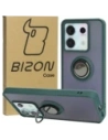 Etui s úchopem na prst Bizon Case Hybrid Ring do Xiaomi Poco X6 / Xiaomi Redmi Note 13 Pro 5G kouřové s tmavozeleným rámečkem