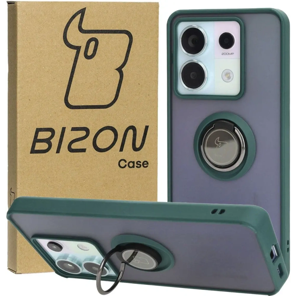 Hurtownia GSM - Bizon Case Hybrid Ring Xiaomi Poco X6 / Xiaomi Redmi Note 13 Pro 5G füstös sötétzöld kerettel - BIZ5218 - {ean13} - Hurt