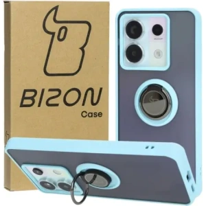 Hurtownia GSM - Etui s úchopem na prst Bizon Case Hybrid Ring pro Xiaomi Poco X6 / Xiaomi Redmi Note 13 Pro 5G kouřové s jasně modrým rámem - BIZ4649 - {ean13} - Hurt