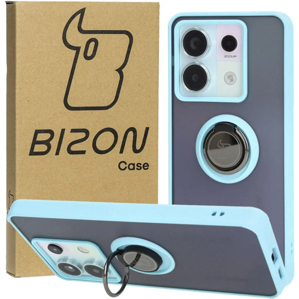 Wholesale Bizon Case Hybrid Ring Xiaomi Poco X6 / Xiaomi Redmi Note 13 Pro 5G smoky with a light blue frame - BIZ4649 - {ean13} - Hurt