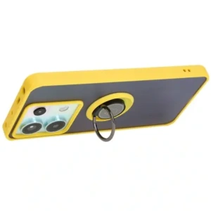 Hurtownia GSM - Etui s úchopem na prst Bizon Case Hybrid Ring do Xiaomi Poco X6 / Xiaomi Redmi Note 13 Pro 5G kouřové s žlutým rámečkem - BIZ5222 - {ean13} - Hurt