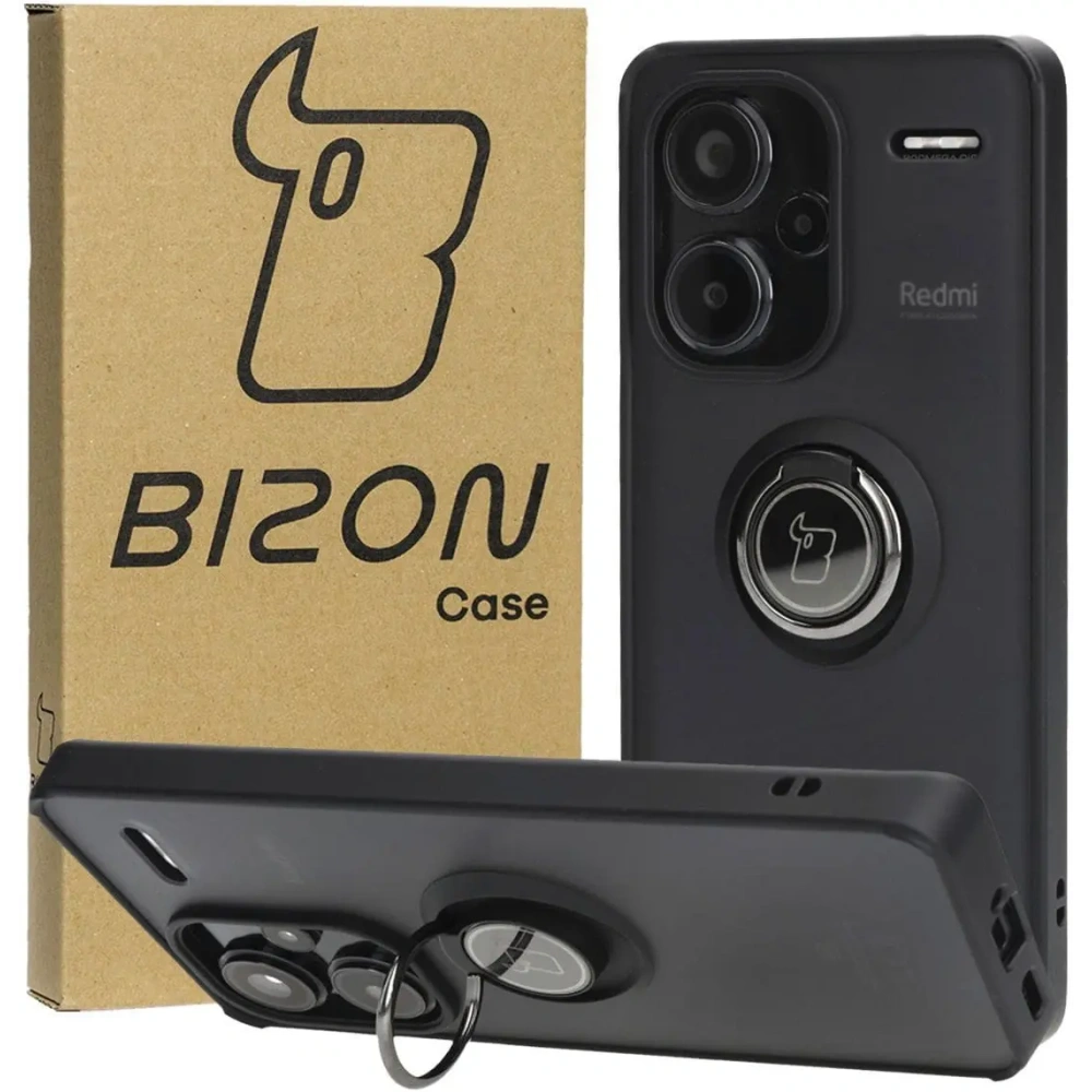 Hurtownia GSM - Etui s úchytem na prst Bizon Case Hybrid Ring do Xiaomi Redmi Note 13 Pro+ 5G kouřové s černým rámečkem - BIZ4652 - {ean13} - Hurt