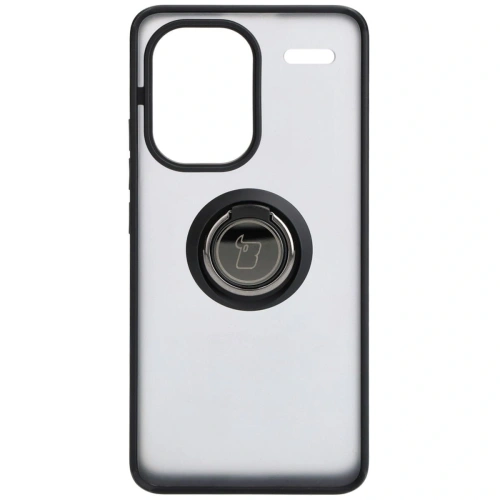 Etui z uchwytem na palec Bizon Case Hybrid Ring do Xiaomi Redmi Note 13 Pro+ 5G przydymione z czarną ramką