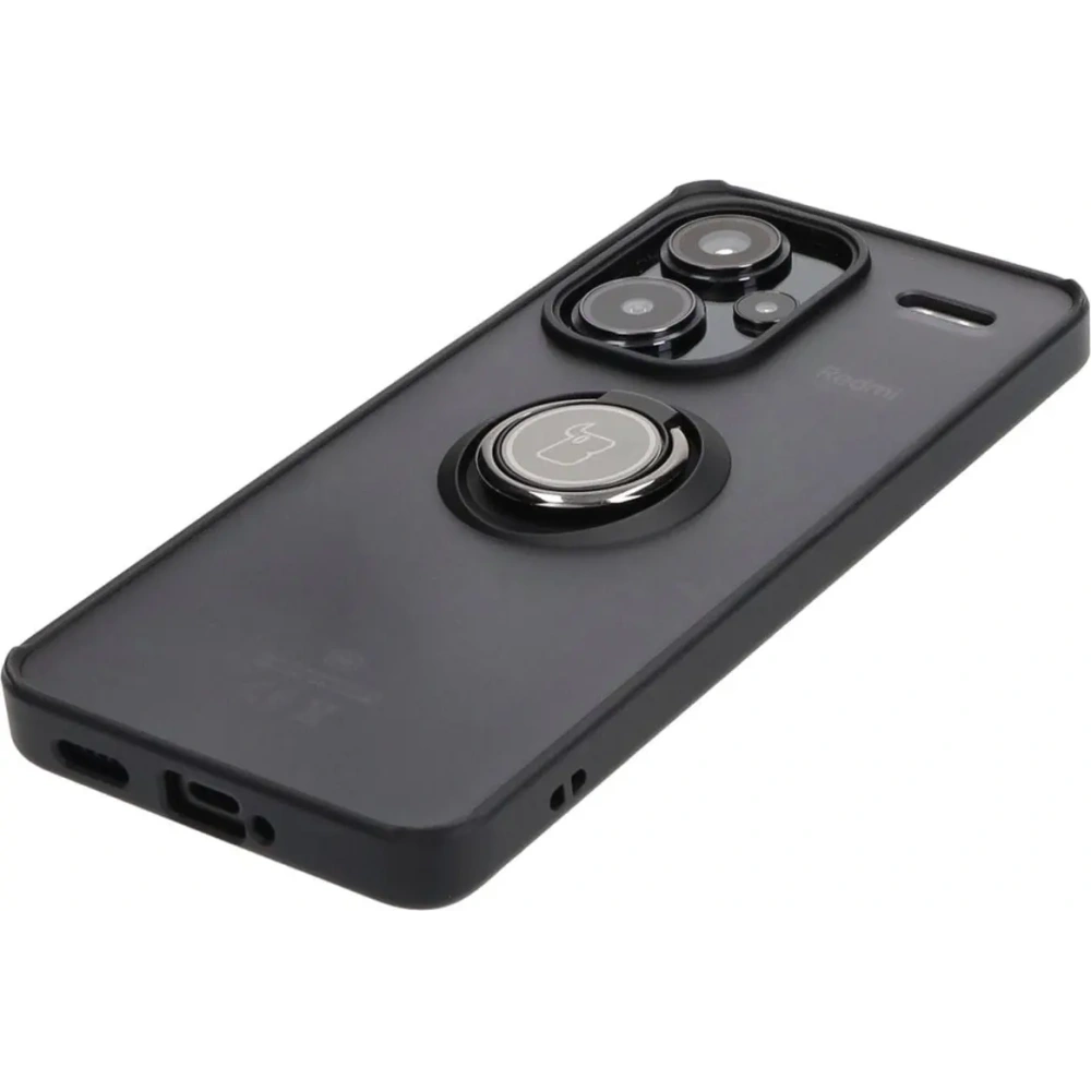 Hurtownia GSM - Etui s úchytem na prst Bizon Case Hybrid Ring do Xiaomi Redmi Note 13 Pro+ 5G kouřové s černým rámečkem - BIZ4652 - {ean13} - Hurt