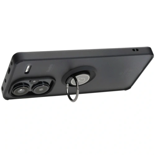 Etui z uchwytem na palec Bizon Case Hybrid Ring do Xiaomi Redmi Note 13 Pro+ 5G przydymione z czarną ramką