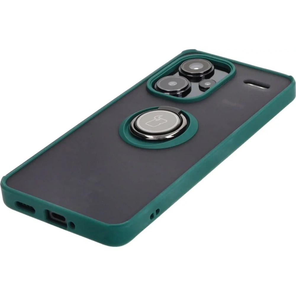 Hurtownia GSM - Etui z uchwytem na palec Bizon Case Hybrid Ring do Xiaomi Redmi Note 13 Pro+ 5G zakouřené s tmavě zeleným rámečkem - BIZ5224 - {ean13} - Hurt