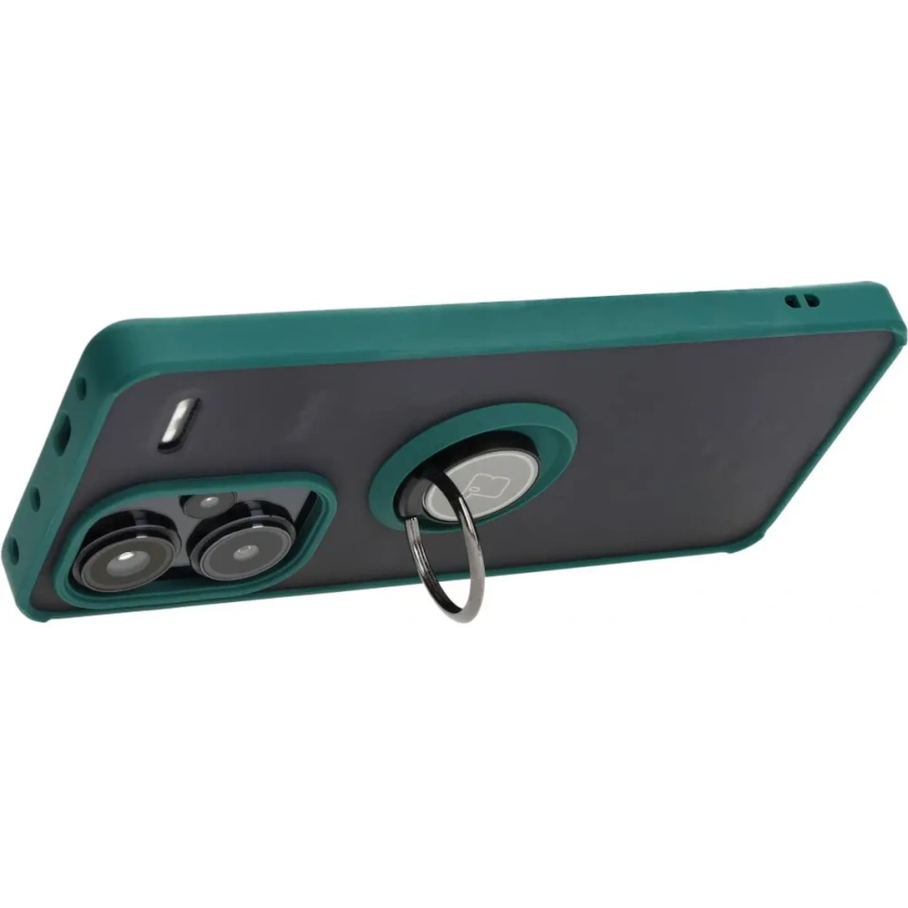 Hurtownia GSM - Etui z uchwytem na palec Bizon Case Hybrid Ring do Xiaomi Redmi Note 13 Pro+ 5G zakouřené s tmavě zeleným rámečkem - BIZ5224 - {ean13} - Hurt