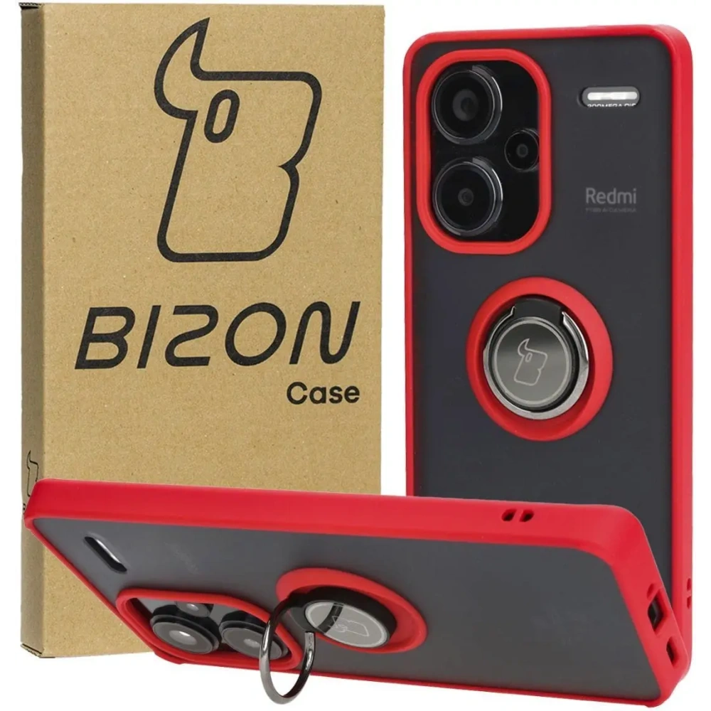 Wholesale Bizon Case Hybrid Ring Xiaomi Redmi Note 13 Pro+ 5G smoky with a red frame - BIZ4654 - {ean13} - Hurt