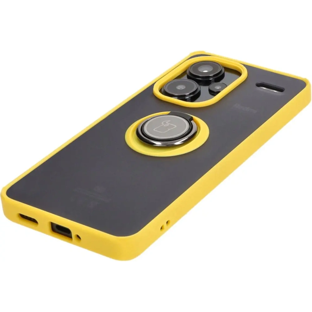 Wholesale Bizon Case Hybrid Ring Xiaomi Redmi Note 13 Pro+ 5G smoky with a yellow frame - BIZ4656 - {ean13} - Hurt