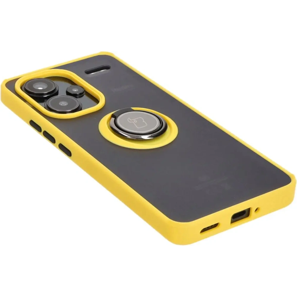 Wholesale Bizon Case Hybrid Ring Xiaomi Redmi Note 13 Pro+ 5G smoky with a yellow frame - BIZ4656 - {ean13} - Hurt