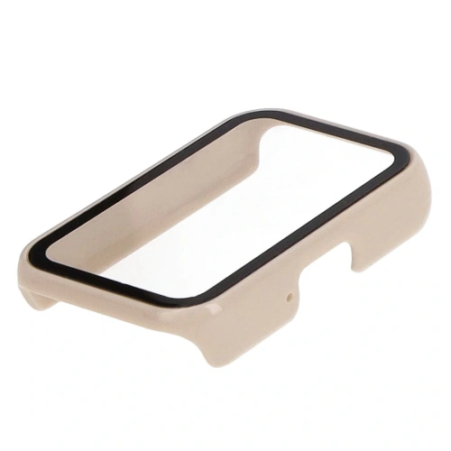 Etui Bizon Case+Glass Watch do Samsung Galaxy Fit 3 beżowe