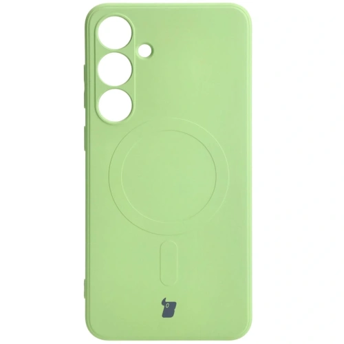 Etui Bizon Case Silicone Magnetic Sq do Samsung Galaxy S24 Plus jasnozielone