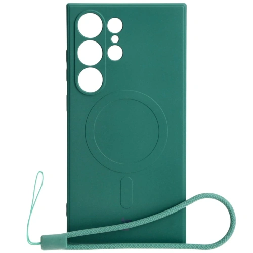 Etui Bizon Case Silicone Magnetic Sq do Samsung Galaxy S24 Ultra ciemnozielone