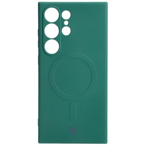 Etui Bizon Case Silicone Magnetic Sq do Samsung Galaxy S24 Ultra ciemnozielone
