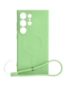 Etui Bizon Case Silicone Magnetic Sq do Samsung Galaxy S24 Ultra jasnozielone