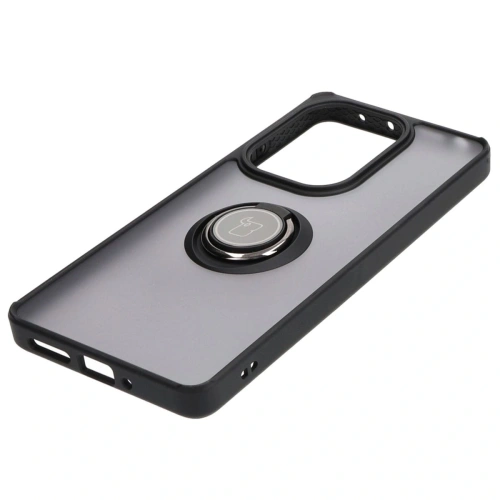 Etui z uchwytem na palec Bizon Case Hybrid Ring do Xiaomi Poco M6 Pro 4G / Xiaomi Redmi Note 13 Pro 4G / LTE / 14S przydymione z czarną ramką