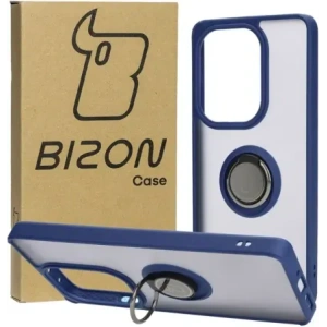 Hurtownia GSM - Bizon Case Hybrid Ring Xiaomi Poco M6 Pro 4G / Xiaomi Redmi Note 13 Pro 4G fumuriu cu un cadru albastru închis - BIZ4700 - {ean13} - Hurt