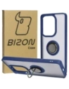 Bizon Case Hybrid Ring Xiaomi Poco M6 Pro 4G / Xiaomi Redmi Note 13 Pro 4G fumuriu cu un cadru albastru închis