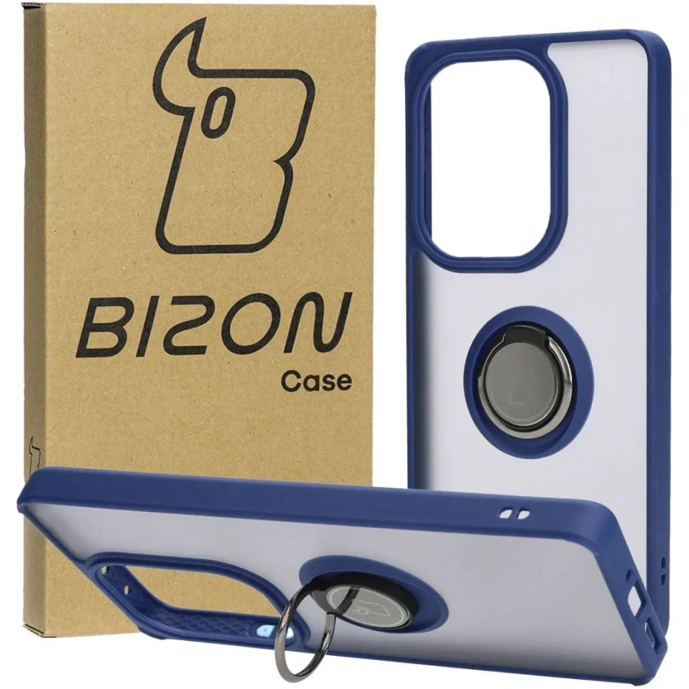 Wholesale Bizon Case Hybrid Ring Xiaomi Poco M6 Pro 4G / Xiaomi Redmi Note 13 Pro 4G / LTE / 14S smoky with a navy blue frame - BIZ4700 - {ean13} - Hurt