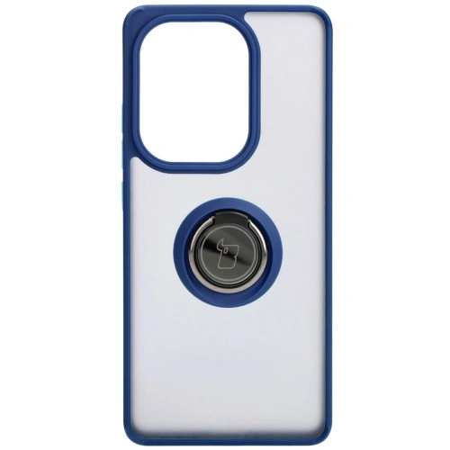 Etui z uchwytem na palec Bizon Case Hybrid Ring do Xiaomi Poco M6 Pro 4G / Xiaomi Redmi Note 13 Pro 4G / LTE / 14S przydymione z granatową ramką