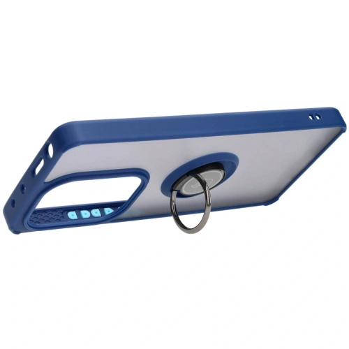 Etui z uchwytem na palec Bizon Case Hybrid Ring do Xiaomi Poco M6 Pro 4G / Xiaomi Redmi Note 13 Pro 4G / LTE / 14S przydymione z granatową ramką