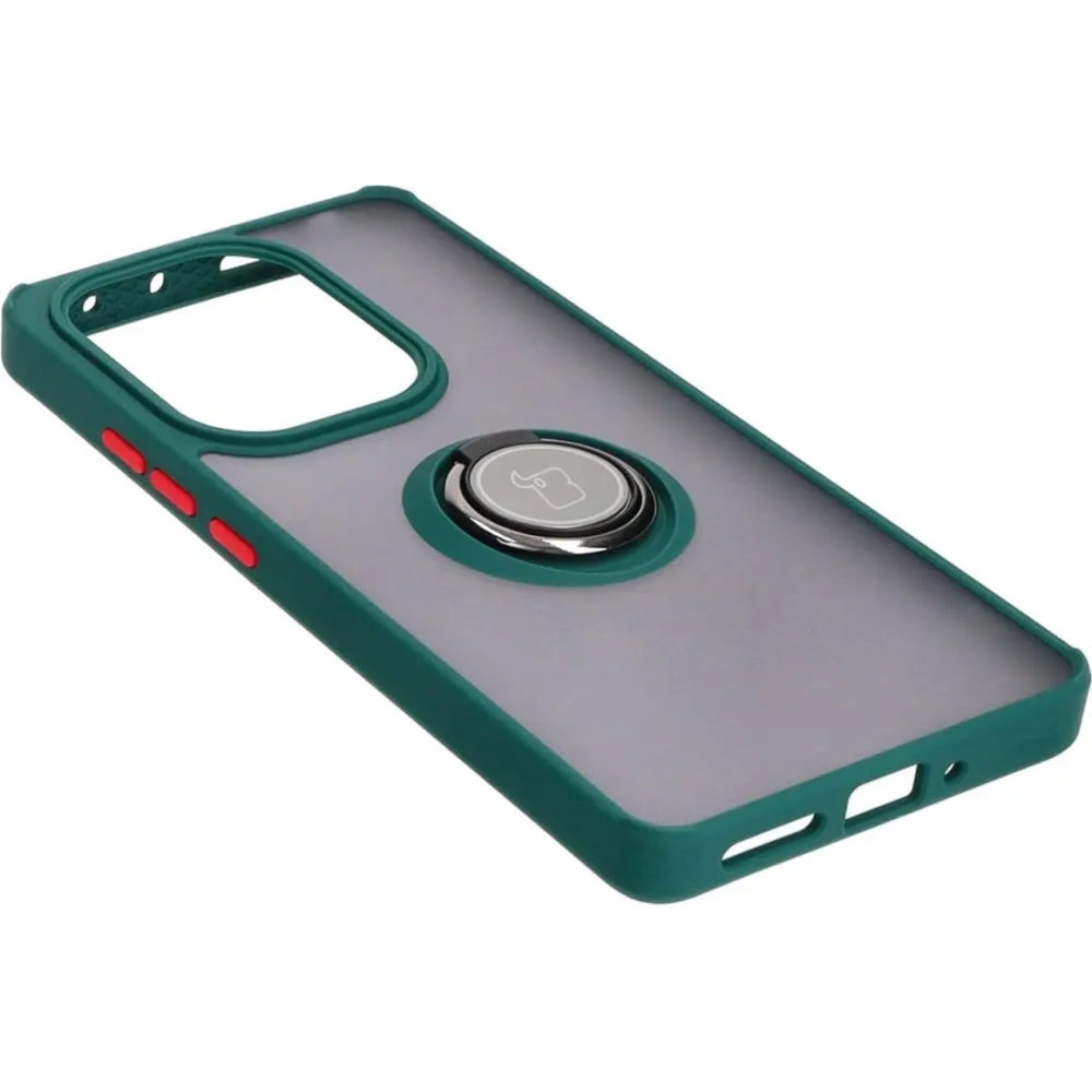 Hurtownia GSM - Bizon Case Hybrid Ring Xiaomi Poco M6 Pro 4G / Xiaomi Redmi Note 13 Pro 4G fumuriu cu un cadru verde închis - BIZ5272 - {ean13} - Hurt