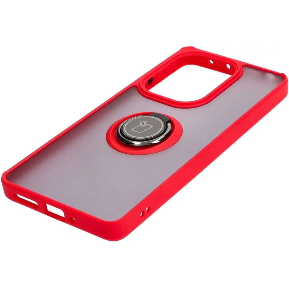 Hurtownia GSM - Etui s úchopem na prst Bizon Case Hybrid Ring do Xiaomi Poco M6 Pro 4G / Xiaomi Redmi Note 13 Pro 4G kouřové s červeným rámem - BIZ5273 - {ean13} - Hurt