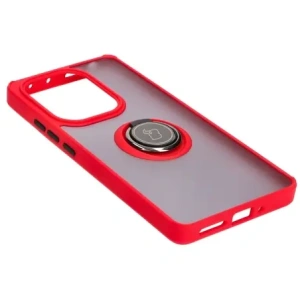 Hurtownia GSM - Etui s úchopem na prst Bizon Case Hybrid Ring do Xiaomi Poco M6 Pro 4G / Xiaomi Redmi Note 13 Pro 4G kouřové s červeným rámem - BIZ5273 - {ean13} - Hurt
