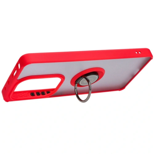 Etui z uchwytem na palec Bizon Case Hybrid Ring do Xiaomi Poco M6 Pro 4G / Xiaomi Redmi Note 13 Pro 4G / LTE / 14S przydymione z czerwoną ramką