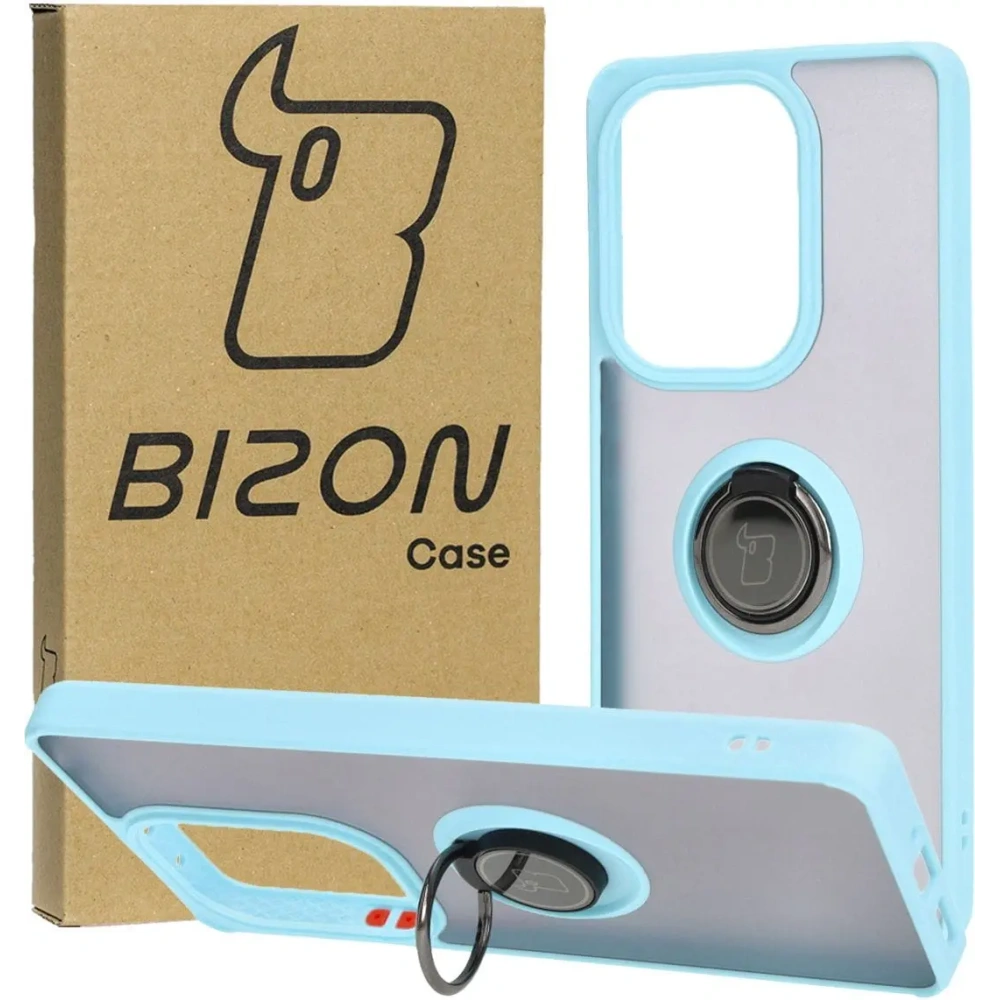 Wholesale Bizon Case Hybrid Ring Xiaomi Poco M6 Pro 4G / Xiaomi Redmi Note 13 Pro 4G / LTE / 14S smoky with a light blue frame - BIZ5274 - {ean13} - Hurt