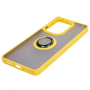 Hurtownia GSM - Etui s úchopem na prst Bizon Case Hybrid Ring do Xiaomi Poco M6 Pro 4G / Xiaomi Redmi Note 13 Pro 4G kouřové s žlutým rámečkem - BIZ5275 - {ean13} - Hurt