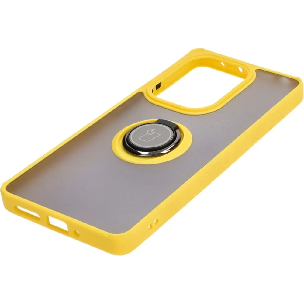 Hurtownia GSM - Etui s úchopem na prst Bizon Case Hybrid Ring do Xiaomi Poco M6 Pro 4G / Xiaomi Redmi Note 13 Pro 4G kouřové s žlutým rámečkem - BIZ5275 - {ean13} - Hurt